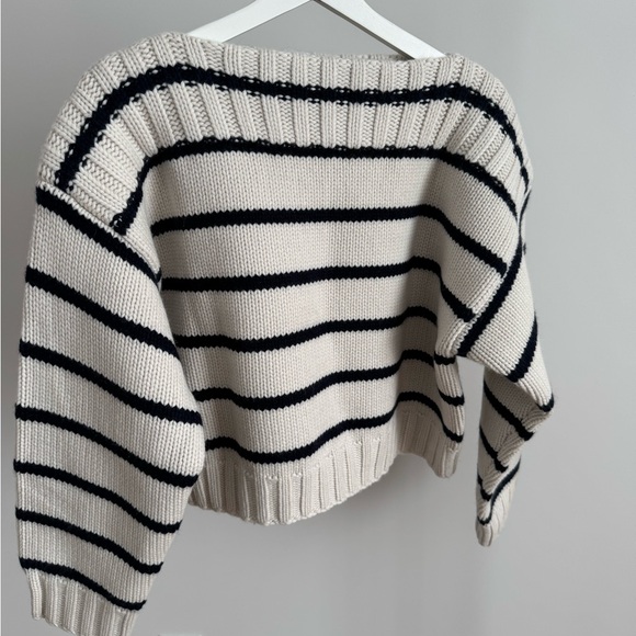 Celine Black and White Striped Cropped Sweater - Picture 3 of 9